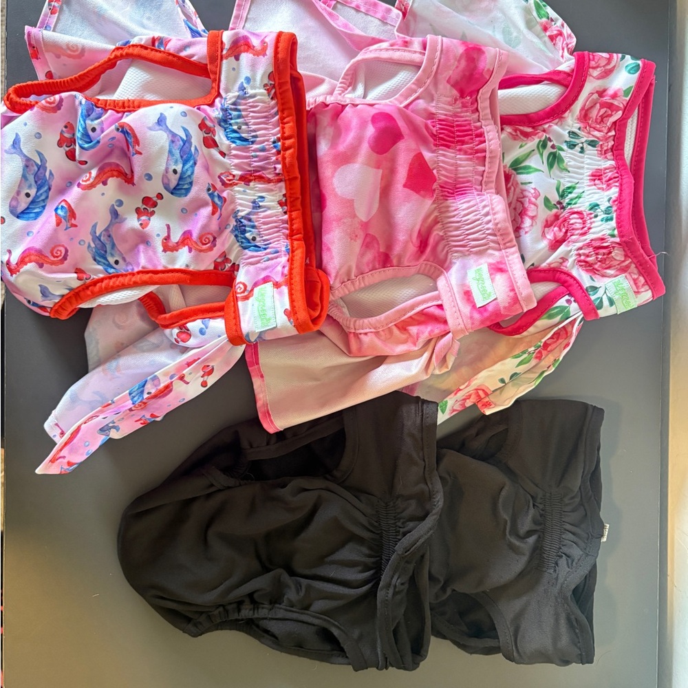 Floral and Heart Dog Diaper Set